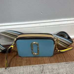 Marc Jacobs Blue and Beige Crossbody with Striped Strap